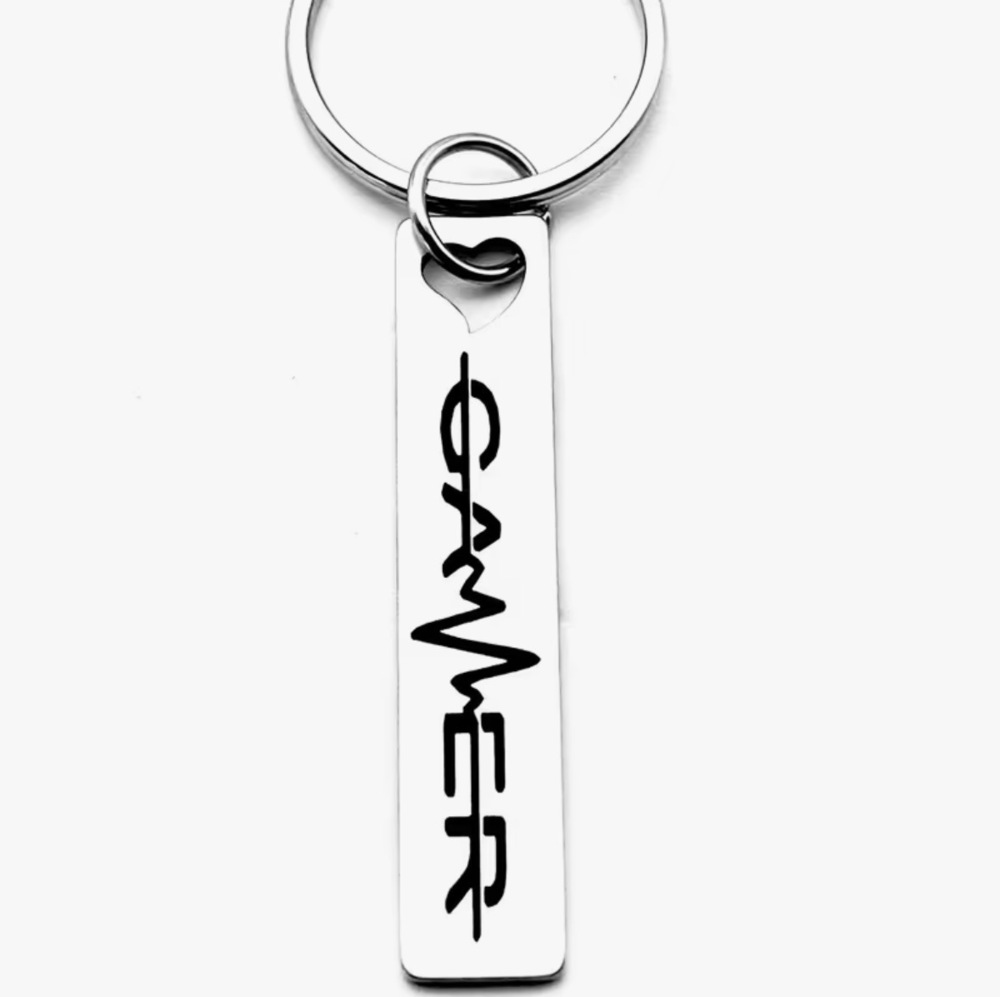 3/$25 Gamer Heartbeat Stainless Steel Keychain NEW
